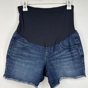 A:Glow Womens MATERNITY Sz 6 Pull-On Denim Shorts Medium Blue Cut-Offs 5-Pockets